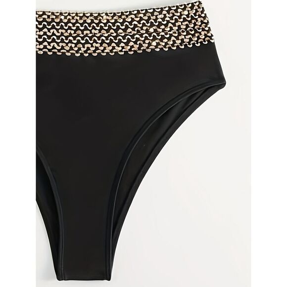 Black Sequin Bikini for Women | High Waist, Sexy, Elegant Swimwear - Picture 2 of 7